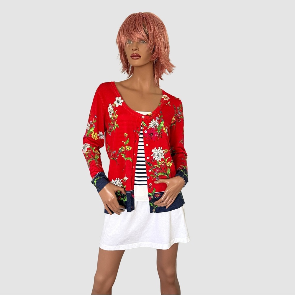 Rayon Floral Cardigan Sweater